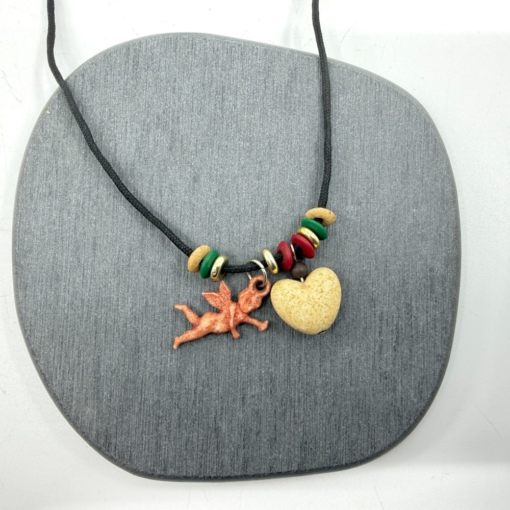 Y2K Romantic Cupid Heart Necklace Bohemian Cord Statement Jewelry Gift Unique